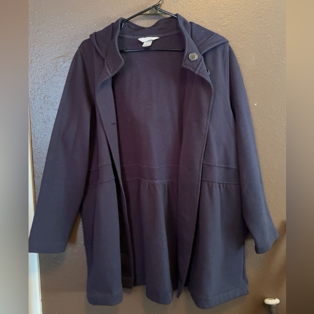 Dark Navy Hooded Long Coat